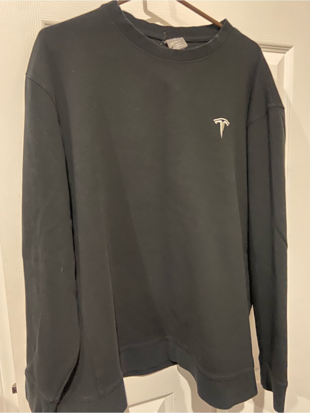 Tesla Black Logo Raglan Crewneck Tee